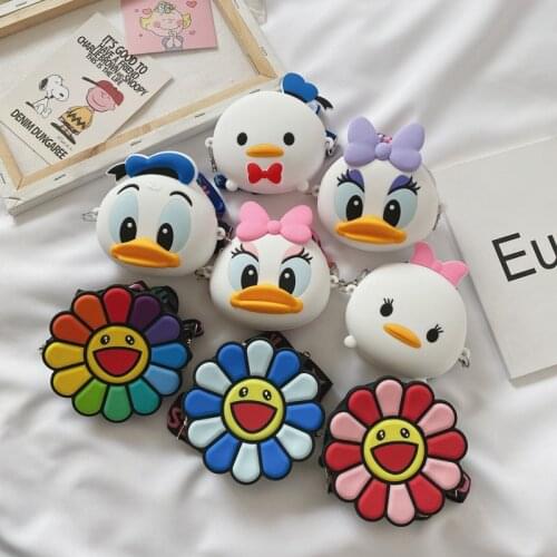 New Cute Cartoon Shoulder Bags Women Mini Bag Portable Card Key Bag Soft Silicone Ribbon Round Crossbody Bags Female Handbags