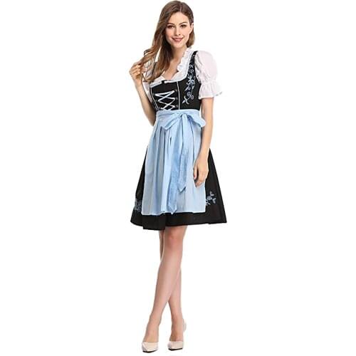 Traditional Women Bavarian Dirndl Dress Halloween Beer Girl Cosplay Costume Apron Medieval German Dirndl Party Dresses Plus Size