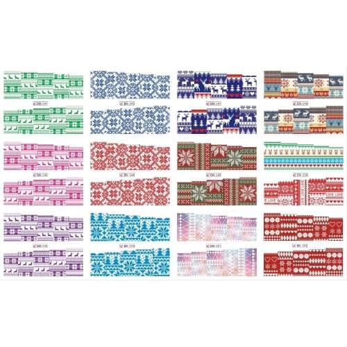 UPRETTEGO 12 PACKS / LOT NAIL ART BEAUTY WATER DECAL SLIDER NAIL STICKER CHRISTMAS XMAS FABRIC TEXTILE DEER BN241-252