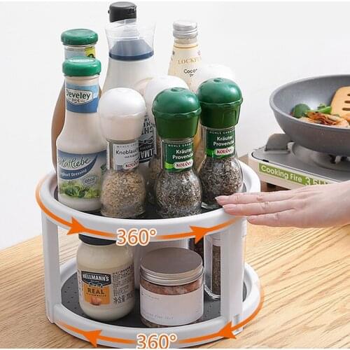 30cm 360° Rotating Tray Kitchen Condiment Round Storage Tray Convenient Spice Snack Rack Non-slip Home Cosmetics Organizer