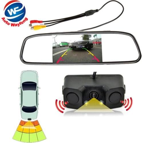 3in1 Video Parking Assistance Sensor Backup Radar With Rear View Camera + 4.3 inch LCD Car Rearview Mirror Monitor Video Parking
