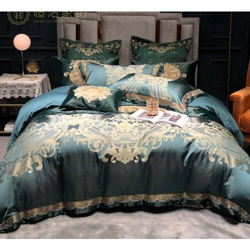 Jacquard Cotton Bed Linen King Queen Size Tribute Silk Bedding Set Fitted Sheet Duvet Cover Pillowcse