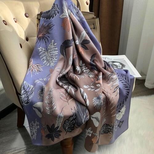 Ladies Printed Real silk Scarf Fashion soft smooth crepe satin Long silk scarf 100% Silk Scarf Women Luxury Brand