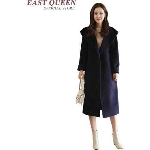 Women trenchcoat hooded trench coat for women turndown long coat collar overcoat outerwear DD137 C