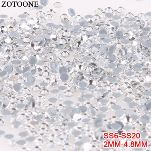 ZOTOONE White 2MM Adhesive Rhinestones For Clothes DIY Strass Glass Crystal Stones Hotfix Rhinestone Sticker For Nails Carfts D