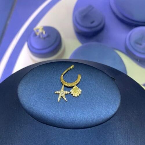 Brand 1:11pc Yellow Gold Color Starfish and Seashells Ear Cuff Single Sliding Clip Earring Women Jewelry