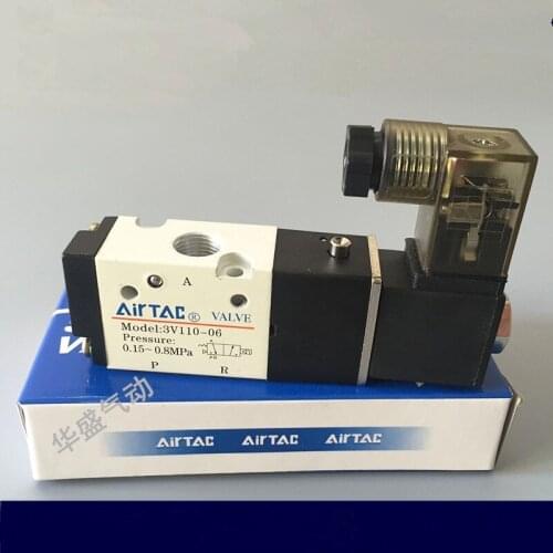 1Pcs 3V110-06 AC220V 3Port 2Position 1/8" BSP Single Solenoid Pneumatic Air Valve