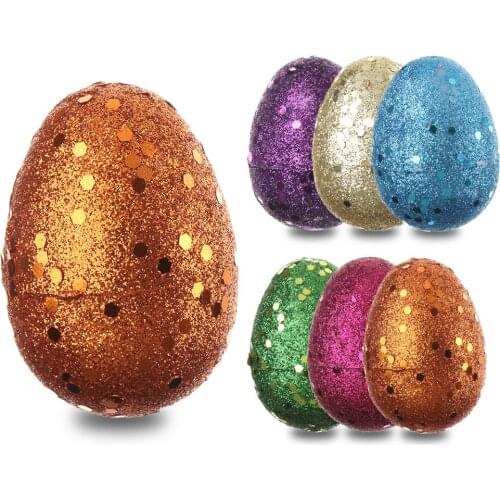 1PC Colorful Plastic Glitter Flash Powder Electroplate Easter Eggs Hollow Fillable Egg Funny Festival Gacha Toys Accessories