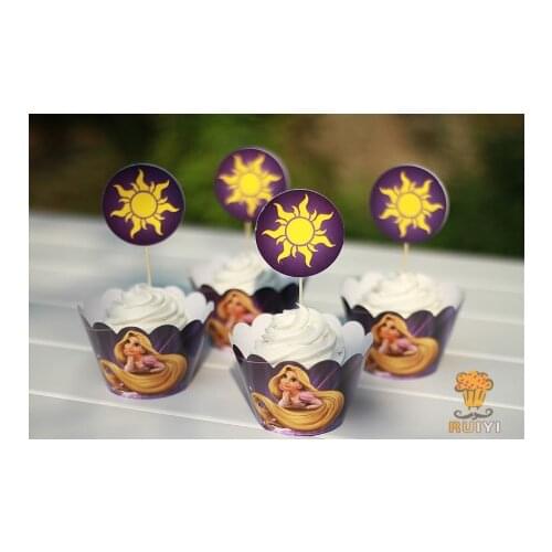 1 X Aurora/Jasmine Cake Topper Girls Birthday Party Decoration Supply Princess Yarn Skirt Cake Deco Accessories