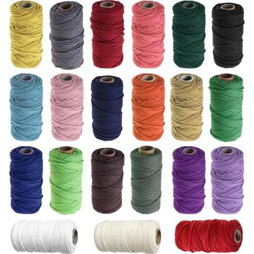 100m Natural Macrame Cord Twisted Cotton Rope High Strength Knitting Drawstring Sewing Thread for Wall Hanging DIY Macrame Craft