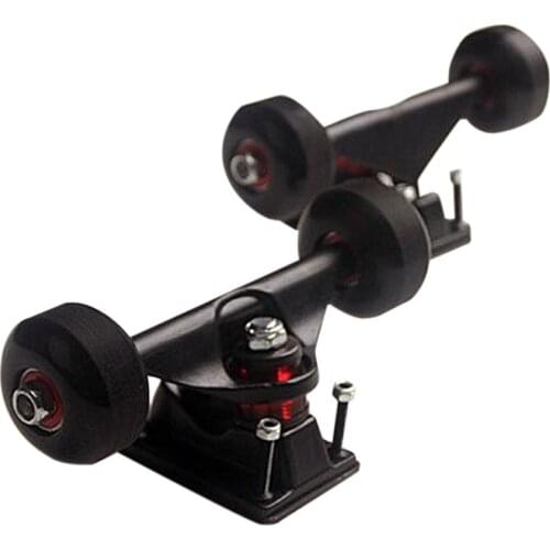 2 Sets Skate Board Wheels Aluminum Alloy Skateboard Trucks Rubber Four-Wheel Longboard Parts Mini Cruiser