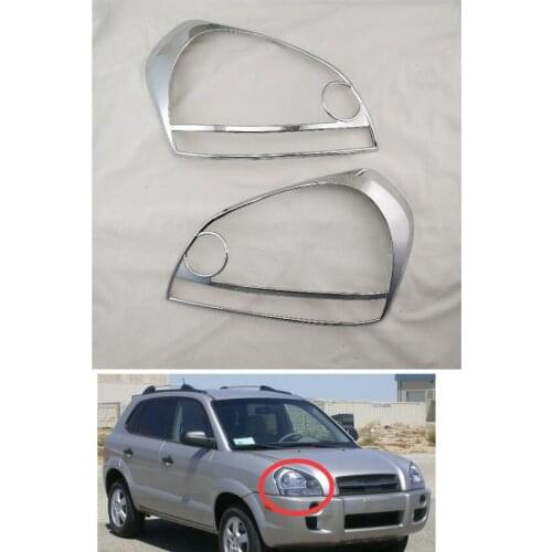 2pcs ABS Head Lamp Cover Car Chrome Strips for Hyundai Tucson 2006 2007 2008 2009 Accessories Headlamps Cover Trim