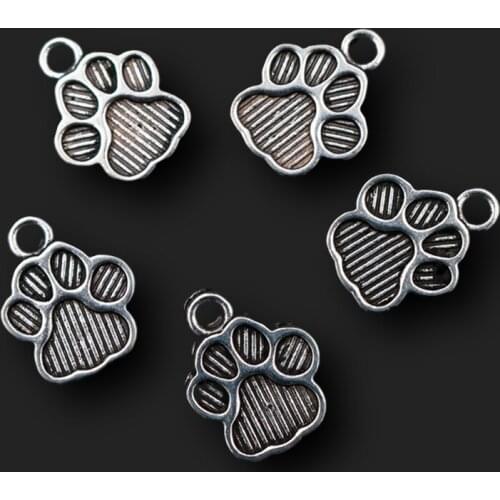 20pcs Silver Color Mini Animal Footprint Charm Alloy Pendant Bracelet Keychain DIY Metal Jewelry Crafts Accessories A1772