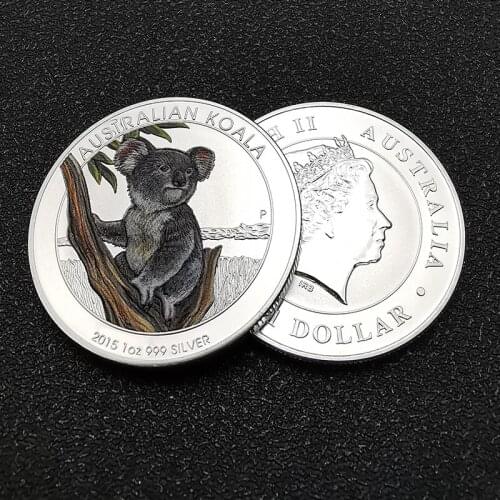 2015 1oz Australia Koala Animal Silver Coin Elizabeth II Silver Plated Challenge Coins