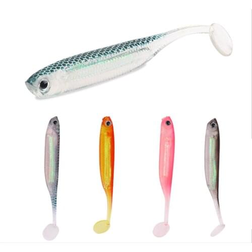 5PCS70mm2.5g Soft Silicone Fishing Bait Minnow FishLure freshwater Worms Soft Bait Artificial 3D Eyes Crankbait Bass Tackle Jigs