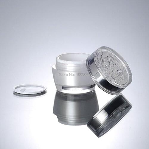 50G acrylic cream bottle with flower shape lid cosmetic container cream jar Packaging pearl white Empty Pot Travel Skin Care