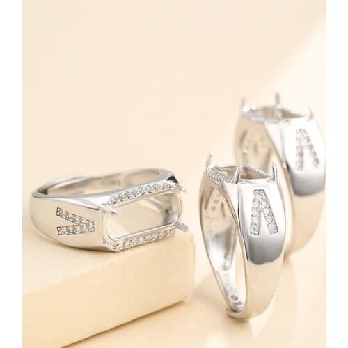 6.5*14mm 925 STERLING SILVER Semi Mount Bases Blanks base blank Pad rings ring Setting set diy jewelry A5624