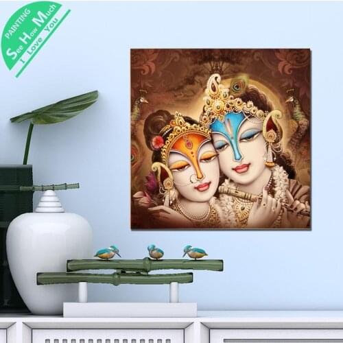 1 Piece Radha Krishna happy HD Printed Canvas Wall Art Posters and Prints Poster Painting Framed Artwork Room Decoration