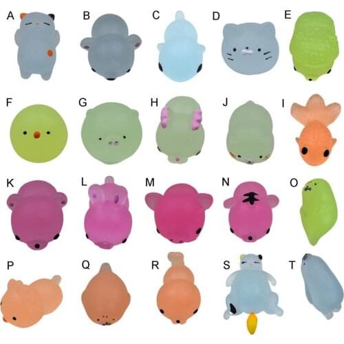 10Pcs Decompression Toys Luminous Decoration TPR Animal Shape Squeeze Ornaments Joking Decompression Funny Toys for Children