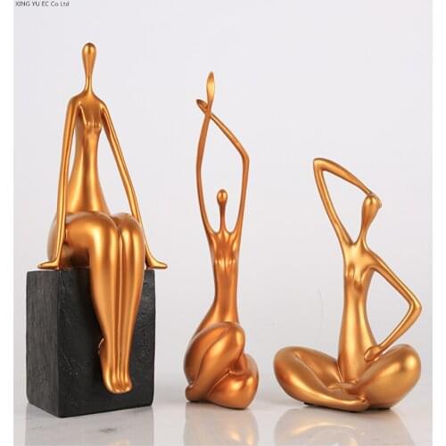Golden Resin Yoga Figure Ornaments Creative Crafts Sculpture Ornaments Holiday Gifts Minimalist Home Decoration Accessories