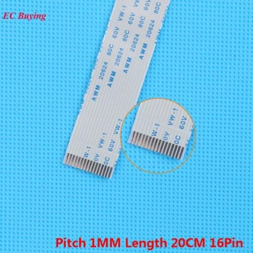 5Pcs FFC 200mm 16 Pin Flexible Flat Cable 16Pin Ribbon Cable Forward Direction 1mm Pitch 20cm Length Same Side 16Pins For TTL