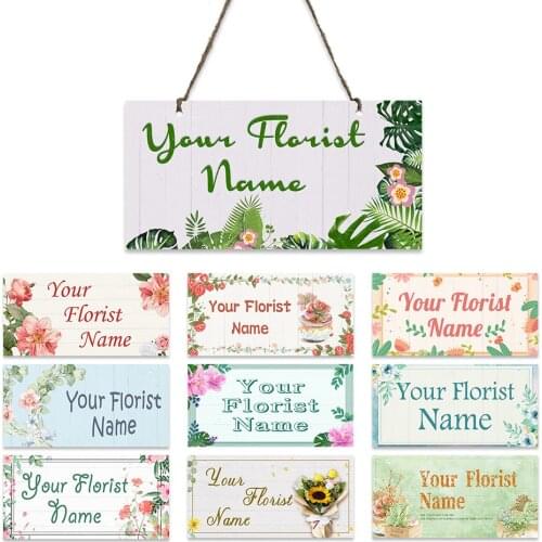 Custom Your Florist Name Wooden Sign Attract Customers Attention Art Painting Hanging Plaque Backyard Coffee Decoration Plate