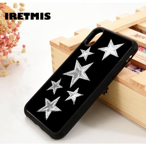 Iretmis 5 5S SE 6 6S Soft TPU Silicone Rubber phone case cover for iPhone 7 8 plus X Xs 11 Pro Max XR Black Silver Stars
