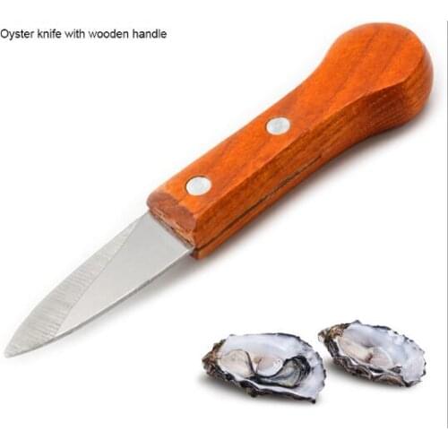 Stainless Steel Wooden Handle Oyster Knife Shucker Shell Seafood Opener Tool Multifunction Kitchen Tools Free Shipping