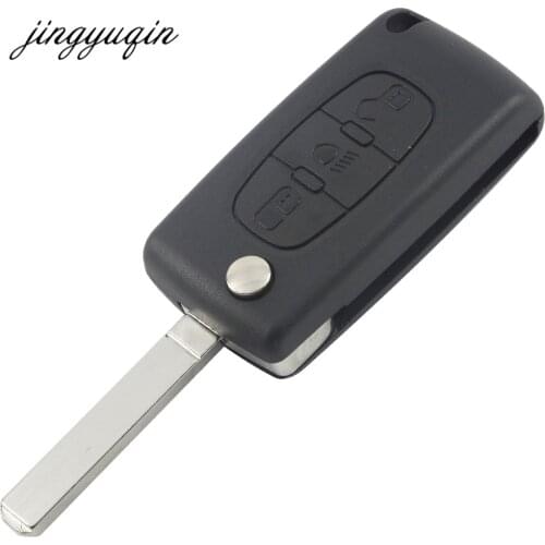 Jingyuqin For Citroen C2 C3 C4 C5 C6 C8 Hatch Coupe 3 Button Flip Remote Car Key Case Cover Shell Fob VA2/HCA Blade Symbol Light
