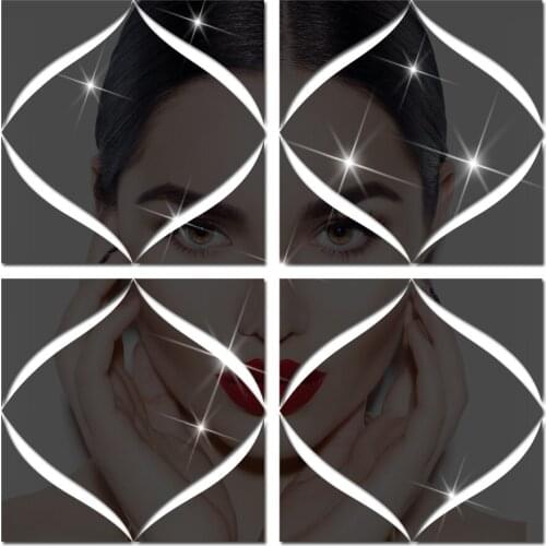 JM527 4pcs a set 3D geometric puzzle three-dimensional mirror acrylic wall sticker crystal mirror sticker self adhesive sticker