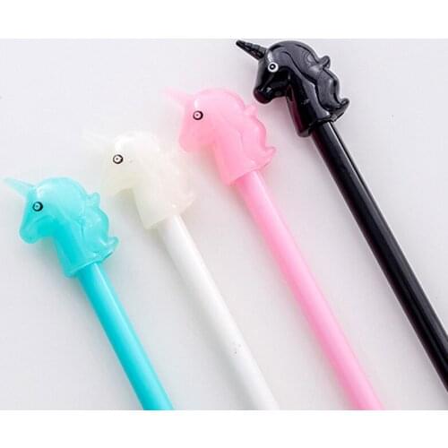 2pc Cute Unicorn Gel Pen Cartoon Office School Supplies Black Carbon Ink Signature Water Pen Kawaii Unicorn Pen Stationery 0.5mm