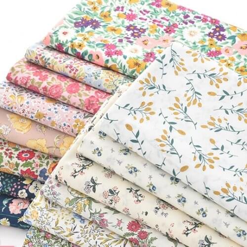 150x50cm Floral Summer Poplin Cotton Sewing Fabric DIY Childrens Wear Cloth Make Baby Dress Decoration Home Headwear mask