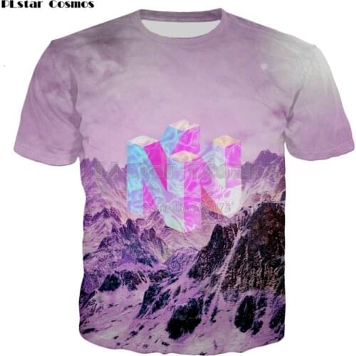 PLstar Cosmos 2018 summer Fashion T-shirt Nintendo 64 Vaporwave Snowy Mountain Collection game 3d Print Women Men t shirt