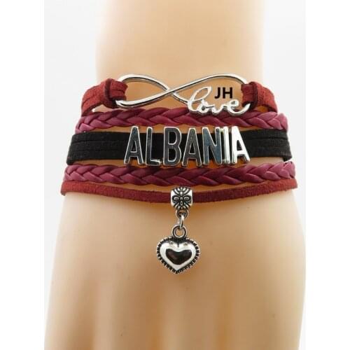 Fashion love albania country Bracelet heart Charm albania bracelet albania flag bangle