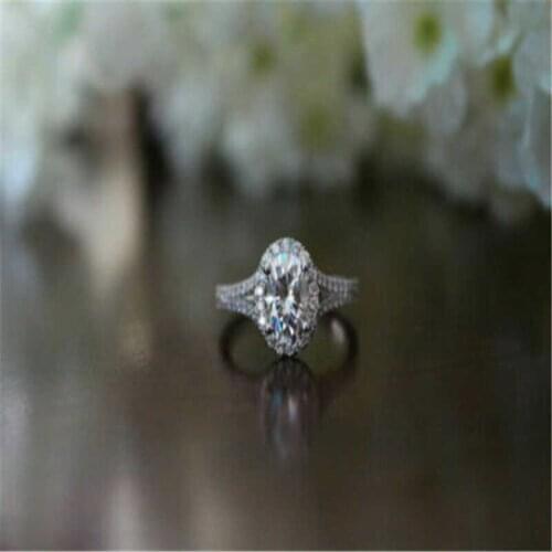 Fashion womens goose egg ring eight heart eight arrow with ring imitation zircon oval carat Wedding Accessory