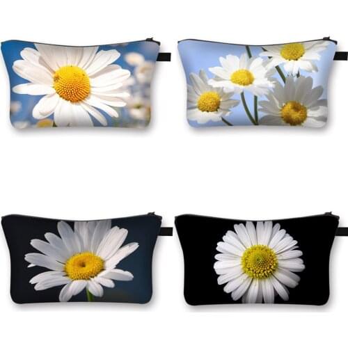 Monet Water Lily Sunflower Daisy Printing Cosmetic Bag Women Beauty for Travel Fashion Ladies Portable Makeup Bags Gift