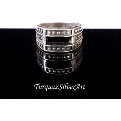 Handmade Mans Black Zircon Gemstone Ring, Mans 925 Silver Ring, Zircon Ring, Silver Handmade Ring