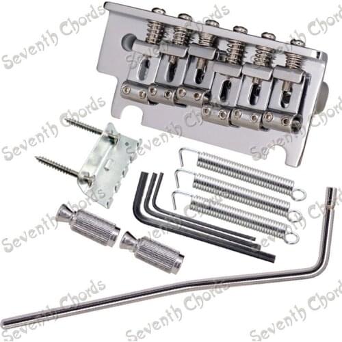 A Set Chrome Thickened Base 6 String Saddle Tremolo Bridge System for Electric Guitar with Studs & arm (XSY-GXMZ)