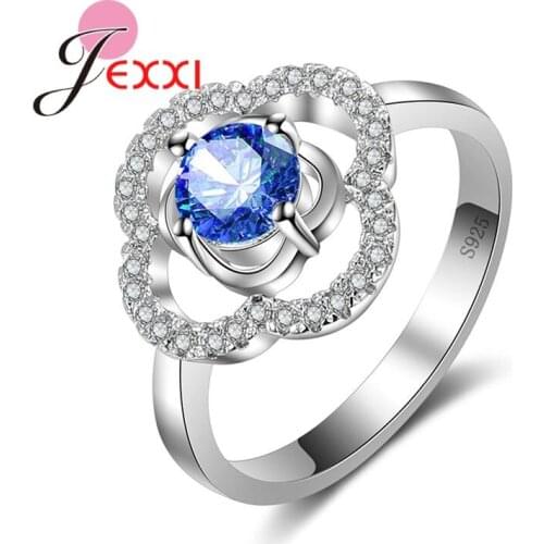 New Micro Zircons Paved Luxury Shining Finger Ring Fashion Women 925 Sterling Silver Jewellery Crystal Engagement Rings