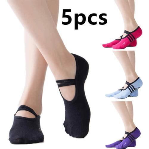 New Fashion Womens Ballet Yoga Dance Low To Help Socks Anti-skating Cotton Ankle Sneaker Round Toe With Grips Breathable Socks