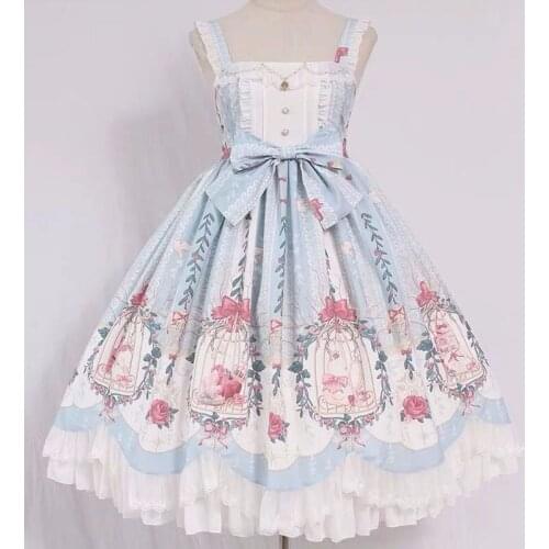 Lolita Dress Sweet Lolita Cage Dream Bead Chain Pendant Wave Jsk Dress Retro Victorian Dress Kawaii Girl Gothic Lolita