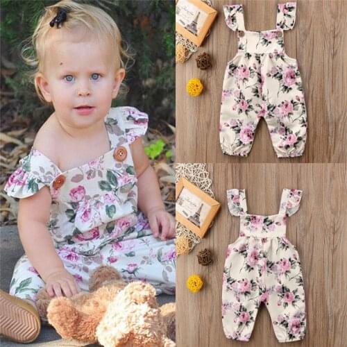 Dropshipping Newborn Toddler Infant Baby Girl Strap Flower Romper Jumpsuit Outfit Sleeveless Sunsuit Baby Summer Clothes 0-24M