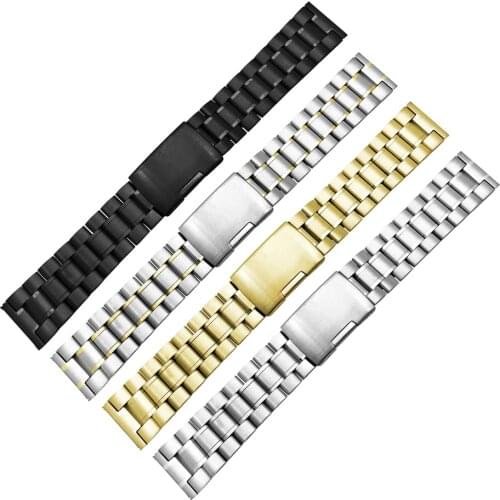 Stainless Steel Strap 14mm 16mm 18mm 19mm 20mm 21mm 22mm 24mm 26mm Metal Watch Band Link Bracelet Watchband Black Silver Gold