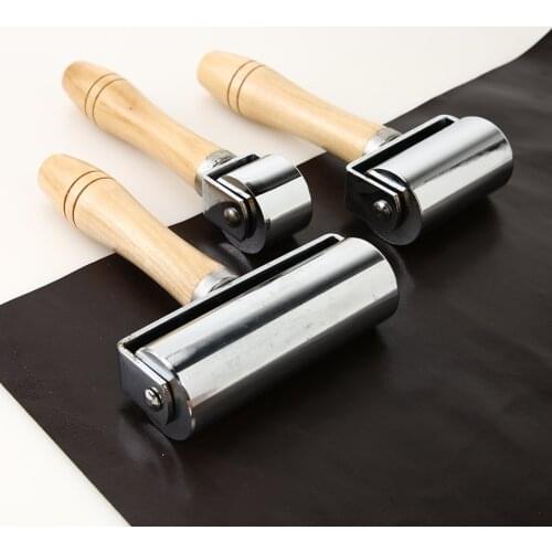 Leather Press Edge Roller Wood Handle Leather Craft Glue Laminating Roller Platen Tool for Leathercraft Creaser Smoother