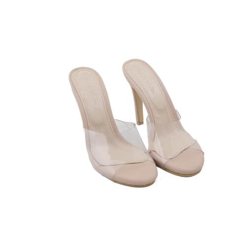 2021 Summer New Women Sandals Fashion Flat Slippers Handmade Open Wedding toe high heels transparent tape 3 Different Colors