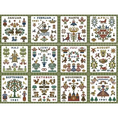 Happy Calendar 74-58 .cross stitch sets Counted Cross Stitch Cross Stitch Kits Embroidery Needlework Sets