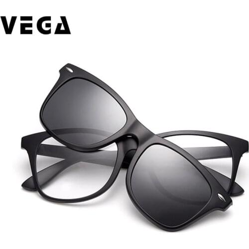 VEGA 2 In 1 Polarized Magnetic Clip On Sunglasses Over Prescription Glasses Men Women Fit Over Magnetic Sunglasses 2208
