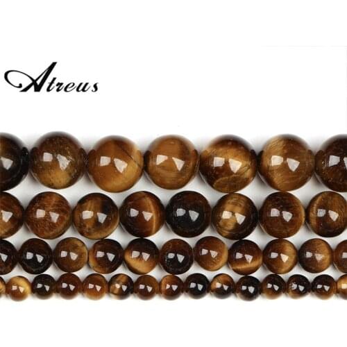 Yellow Tiger Stone New Natural Stone Beads Shiny Round Beads For Jewelry Making 4/6/8/10mm Jadeite DIY Bracelets Necklace