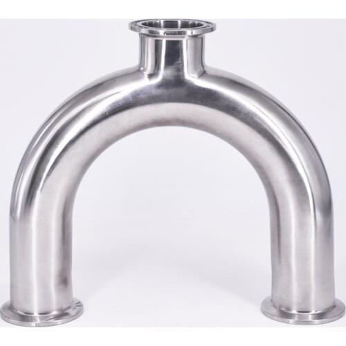 38mm 1.5" Pipe OD 1.5" Tri Clamp U Shaped Return Bend 3 Way SUS 304 Stainless Sanitary Fitting Spliter Homebrew Beer