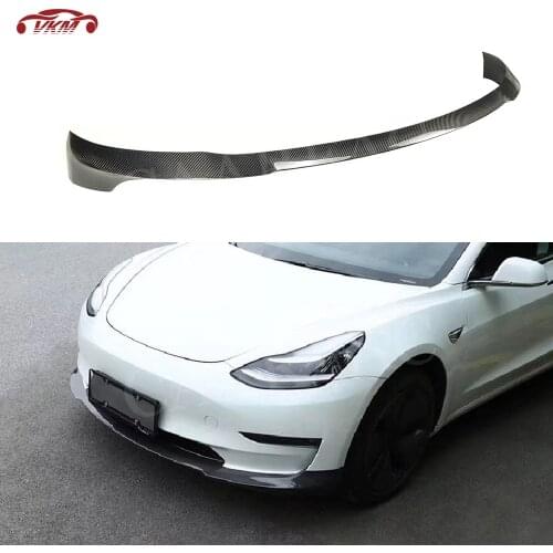 Carbon fiber Car Front Bumper Lip Spoiler for Tesla Model 3 2018 2019 2020 Dry Carbon Body Kits